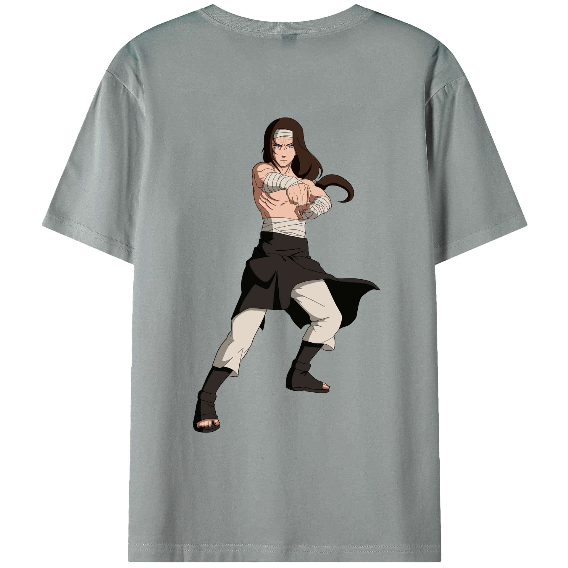（画像用） NARUTO -ナルト- 日向ネジ Hyūga Neji 綿100％ メンズ半袖Tシャツ（バックプリント） 通気性